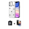 MARSİLYAN™- iPhone 11 Kılıf Yörünge Form - Siyah 3D Antistatik Mat Seramik Nano Ekran Koruyucu + PVD Metal Kamera Lens - MI