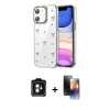 MARSİLYAN™- iPhone 11 Kılıf Yörünge Form - Siyah 3D Antistatik Mat Seramik Nano Ekran Koruyucu + PVD Metal Kamera Lens - MI