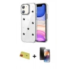 MARSİLYAN™- iPhone 11 Kılıf Yörünge Form - Siyah 3D Antistatik Mat Seramik Nano Ekran Koruyucu + Rainbow Kamera Lens Koruma Cam - KI