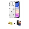 MARSİLYAN™- iPhone 11 Kılıf Yörünge Form - Siyah 3D Antistatik Mat Seramik Nano Ekran Koruyucu + Rainbow Kamera Lens Koruma Cam - KI
