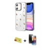MARSİLYAN™- iPhone 11 Kılıf Yörünge Form - Siyah 3D Antistatik Mat Seramik Nano Ekran Koruyucu + Rainbow Kamera Lens Koruma Cam - KI