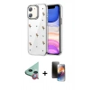 MARSİLYAN™- iPhone 11 Kılıf Yörünge Form - Siyah 3D Antistatik Mat Seramik Nano Ekran Koruyucu + Raze Metal Kamera Lens - KI