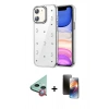 MARSİLYAN™- iPhone 11 Kılıf Yörünge Form - Siyah 3D Antistatik Mat Seramik Nano Ekran Koruyucu + Raze Metal Kamera Lens - KI