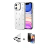 MARSİLYAN™- iPhone 11 Kılıf Yörünge Form - Siyah 3D Antistatik Mat Seramik Nano Ekran Koruyucu + Raze Metal Kamera Lens - GS