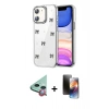 MARSİLYAN™- iPhone 11 Kılıf Yörünge Form - Siyah 3D Antistatik Mat Seramik Nano Ekran Koruyucu + Raze Metal Kamera Lens - KI