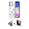 MARSİLYAN™- iPhone 11 Kılıf Yörünge Form - Siyah 3D Antistatik Mat Seramik Nano Ekran Koruyucu + Raze Metal Kamera Lens - SH