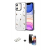 MARSİLYAN™- iPhone 11 Kılıf Yörünge Form - Siyah 3D Antistatik Mat Seramik Nano Ekran Koruyucu + Renkli Kamera Lens Koruma Cam - SI