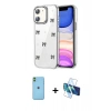 MARSİLYAN™- iPhone 11 Kılıf Yörünge Form - Siyah 3D Antistatik Seramik Nano Ekran Koruyucu + Neon Fosforlu Kamera Lens - YL