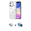 MARSİLYAN™- iPhone 11 Kılıf Yörünge Form - Siyah 3D Antistatik Seramik Nano Ekran Koruyucu + Pers Alüminyum Kamera Lens - GI