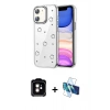 MARSİLYAN™- iPhone 11 Kılıf Yörünge Form - Siyah 3D Antistatik Seramik Nano Ekran Koruyucu + PVD Metal Kamera Lens - TU