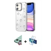 MARSİLYAN™- iPhone 11 Kılıf Yörünge Form - Siyah 3D Antistatik Seramik Nano Ekran Koruyucu + Raze Metal Kamera Lens - KI