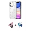 MARSİLYAN™- iPhone 11 Kılıf Yörünge Form - Siyah 3D Antistatik Seramik Nano Ekran Koruyucu + Raze Metal Kamera Lens - SH