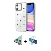MARSİLYAN™- iPhone 11 Kılıf Yörünge Form - Siyah 3D Antistatik Seramik Nano Ekran Koruyucu + Raze Metal Kamera Lens - KI
