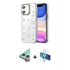 MARSİLYAN™- iPhone 11 Kılıf Yörünge Form - Siyah 3D Antistatik Seramik Nano Ekran Koruyucu + Raze Metal Kamera Lens - KI