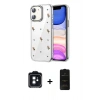 MARSİLYAN™- iPhone 11 Kılıf Yörünge Form - Siyah 6D Antistatik Mat Seramik Hayalet Nano Ekran Koruyucu + PVD Metal Kamera Lens - SH