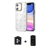 MARSİLYAN™- iPhone 11 Kılıf Yörünge Form - Siyah 6D Antistatik Mat Seramik Hayalet Nano Ekran Koruyucu + PVD Metal Kamera Lens - SH