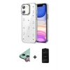 MARSİLYAN™- iPhone 11 Kılıf Yörünge Form - Siyah 6D Antistatik Mat Seramik Hayalet Nano Ekran Koruyucu + Raze Metal Kamera Lens - KI