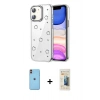 MARSİLYAN™- iPhone 11 Kılıf Yörünge Form - Siyah 6D Mat Seramik Hayalet Nano Ekran Koruyucu + Neon Fosforlu Kamera Lens - TU