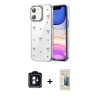 MARSİLYAN™- iPhone 11 Kılıf Yörünge Form - Siyah 6D Mat Seramik Hayalet Nano Ekran Koruyucu + PVD Metal Kamera Lens - MI