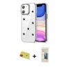 MARSİLYAN™- iPhone 11 Kılıf Yörünge Form - Siyah 6D Mat Seramik Hayalet Nano Ekran Koruyucu + Rainbow Kamera Lens Koruma Cam - KI