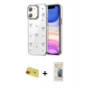 MARSİLYAN™- iPhone 11 Kılıf Yörünge Form - Siyah 6D Mat Seramik Hayalet Nano Ekran Koruyucu + Rainbow Kamera Lens Koruma Cam - KI