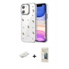 MARSİLYAN™- iPhone 11 Kılıf Yörünge Form - Siyah 6D Mat Seramik Hayalet Nano Ekran Koruyucu + Renkli Kamera Lens Koruma Cam - SI