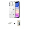 MARSİLYAN™- iPhone 11 Kılıf Yörünge Form - Siyah 6D Mat Seramik Hayalet Nano Ekran Koruyucu + Renkli Kamera Lens Koruma Cam - SI