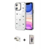 MARSİLYAN™- iPhone 11 Kılıf Yörünge Form - Siyah Bilvis 3D Cam Ekran Koruyucu + Pers Alüminyum Kamera Lens - GD