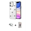 MARSİLYAN™- iPhone 11 Kılıf Yörünge Form - Siyah Bilvis 3D Cam Ekran Koruyucu + Pers Alüminyum Kamera Lens - YL