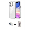 MARSİLYAN™- iPhone 11 Kılıf Yörünge Form - Siyah Bilvis 3D Cam Ekran Koruyucu + Pers Alüminyum Kamera Lens - LT