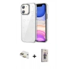 MARSİLYAN™- iPhone 11 Kılıf Yörünge Form - Siyah Bilvis 3D Cam Ekran Koruyucu + Pers Alüminyum Kamera Lens - GD