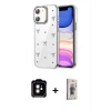 MARSİLYAN™- iPhone 11 Kılıf Yörünge Form - Siyah Bilvis 3D Cam Ekran Koruyucu + PVD Metal Kamera Lens - TU