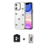 MARSİLYAN™- iPhone 11 Kılıf Yörünge Form - Siyah Bilvis 3D Cam Ekran Koruyucu + PVD Metal Kamera Lens - YL
