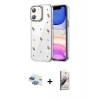 MARSİLYAN™- iPhone 11 Kılıf Yörünge Form - Siyah Bilvis 3D Mat Cam Ekran Koruyucu + Pers Alüminyum Kamera Lens - GI