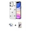 MARSİLYAN™- iPhone 11 Kılıf Yörünge Form - Siyah Bilvis 3D Mat Cam Ekran Koruyucu + Pers Alüminyum Kamera Lens - GI