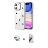MARSİLYAN™- iPhone 11 Kılıf Yörünge Form - Siyah Bilvis 3D Mat Cam Ekran Koruyucu + Pers Alüminyum Kamera Lens - GI