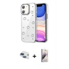 MARSİLYAN™- iPhone 11 Kılıf Yörünge Form - Siyah Bilvis 3D Mat Cam Ekran Koruyucu + Pers Alüminyum Kamera Lens - LT
