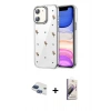MARSİLYAN™- iPhone 11 Kılıf Yörünge Form - Siyah Bilvis 3D Mat Cam Ekran Koruyucu + Pers Alüminyum Kamera Lens - LT