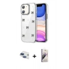 MARSİLYAN™- iPhone 11 Kılıf Yörünge Form - Siyah Bilvis 3D Mat Cam Ekran Koruyucu + Pers Alüminyum Kamera Lens - LT