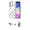 MARSİLYAN™- iPhone 11 Kılıf Yörünge Form - Siyah Bilvis 3D Mat Cam Ekran Koruyucu + Pers Alüminyum Kamera Lens - KI