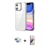 MARSİLYAN™- iPhone 11 Kılıf Yörünge Form - Siyah Bilvis 3D Mat Cam Ekran Koruyucu + Pers Alüminyum Kamera Lens - GI