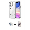 MARSİLYAN™- iPhone 11 Kılıf Yörünge Form - Siyah Bilvis 3D Mat Cam Ekran Koruyucu + Pers Alüminyum Kamera Lens - GI
