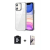 MARSİLYAN™- iPhone 11 Kılıf Yörünge Form - Siyah Bilvis 3D Mat Cam Ekran Koruyucu + PVD Metal Kamera Lens - MI