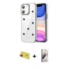 MARSİLYAN™- iPhone 11 Kılıf Yörünge Form - Siyah Bilvis 3D Mat Cam Ekran Koruyucu + Rainbow Kamera Lens Koruma Cam - KI
