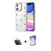 MARSİLYAN™- iPhone 11 Kılıf Yörünge Form - Siyah Bilvis 5in1 3D Magic Cam Ekran Koruyucu + Kamera Lens Koruma Cam - SF