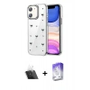 MARSİLYAN™- iPhone 11 Kılıf Yörünge Form - Siyah Bilvis 5in1 3D Magic Cam Ekran Koruyucu + Kamera Lens Koruma Cam - SF