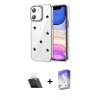 MARSİLYAN™- iPhone 11 Kılıf Yörünge Form - Siyah Bilvis 5in1 3D Magic Cam Ekran Koruyucu + Kamera Lens Koruma Cam - SF
