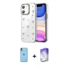 MARSİLYAN™- iPhone 11 Kılıf Yörünge Form - Siyah Bilvis 5in1 3D Magic Cam Ekran Koruyucu + Neon Fosforlu Kamera Lens - TU