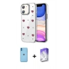MARSİLYAN™- iPhone 11 Kılıf Yörünge Form - Siyah Bilvis 5in1 3D Magic Cam Ekran Koruyucu + Neon Fosforlu Kamera Lens - MI