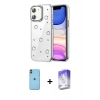 MARSİLYAN™- iPhone 11 Kılıf Yörünge Form - Siyah Bilvis 5in1 3D Magic Cam Ekran Koruyucu + Neon Fosforlu Kamera Lens - TU